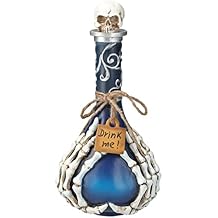 Pacific Giftware Gothic Skeleton Hand Potion Bottle Blue and Silver Drink Me Halloween Decor Witchy Spooky Home Accent Haunted House Decoration12.40H