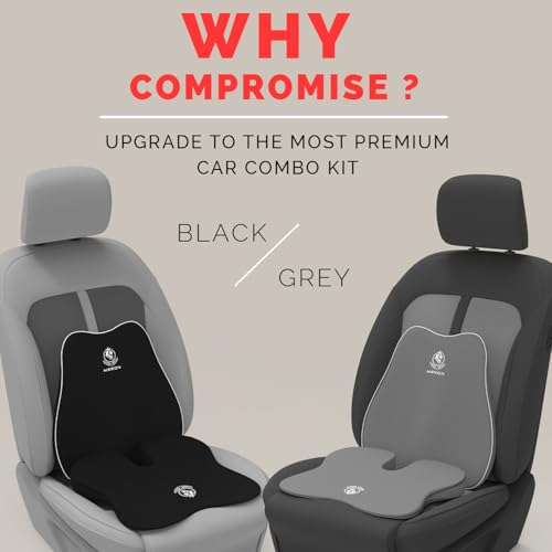 Image of MRRON Car Comfort Combo | Memory Foam Backrest & Wedge Seat Cushion Combo of 2 | Orthopedic Support for Back, Tailbone, Sciatica | Ergonomic Comfort for Car, Office| Posture Correction | Universal Fit