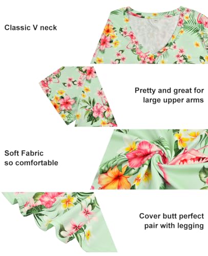 Image of RITERA Women Plus Size Tops Tie Dye V Neck Shirt Floral Camo Summer Short Sleeve Tunic Oversized Ladies Blouse XL-5XL