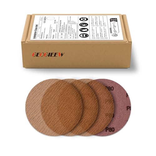 Image of GEOGIEEW 50Pcs Mesh Sanding Discs 125mm, Hook and Loop Orbital Sander Sanding Discs, Assorted Grits 60/80/120/180/240, Round Sandpaper Sheets for Orbital Sander Wood Meta