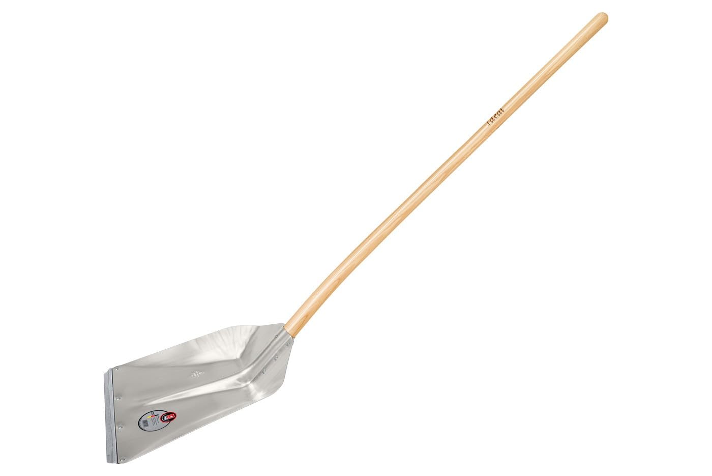IDEAL FAVORIT Hallenser Randschaufel mit Eschen-Langstiel 130 cm | Schaufelblatt Leichtmetall 340 × 325 mm, für Schüttgüter, Stallreinigung & Schneebeseitigung, mit Schutzkante, 6-fach genietete Dülle