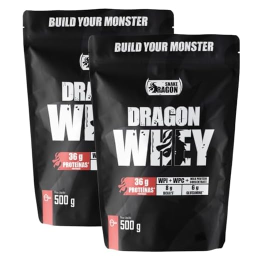Kit 2x Whey Protein Dragon Concentrado Isolado Proteico Soro de Leite Refil 500g 36g Proteinas Em 2 Porções Diárias Vitaminas Minerais BCAA Suplemento Pó Fonte Proteínas Carboidratos - Snake Dragon (500g, Leite Fermentado)
