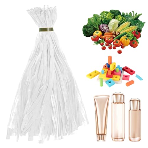 Juego de 100 bolsas elásticas de malla para almacenamiento de verduras con bucle | Red reutilizable de 40 cm para cosecha, jardín, compras, mariscos, frutas | Multiusos, desde el almacenamiento de