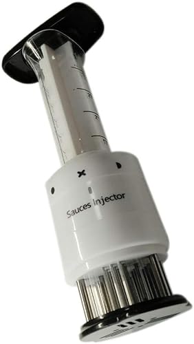 BLUE ELF Inyector de salsa marinador y ablandador de carne 30 agujas de acero inoxidable NUEVO
