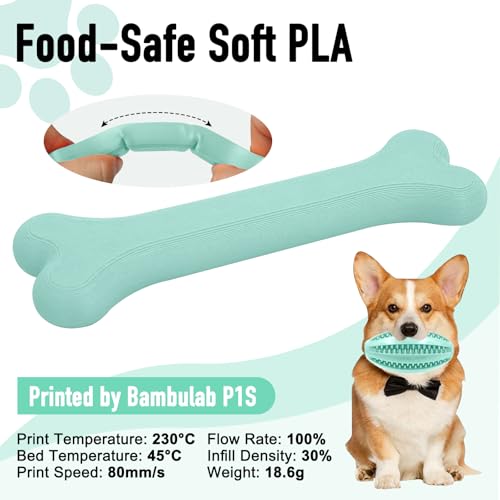 Image of YXPOLYER Flexible PLA Food-Safe 92A Soft PLA 3D Printer Filament 1.75mm 1KG for Printing Dog Chew Toys and Highly Elastic Bouncy Airless Basketball Pet Ball, Mint Green