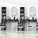 TOVRON Barber Salon Work Station for Hair Stylist Home Beauty Salon Equipment Barber Supplies Organizer Cabinet Barbershop Furniture,Black