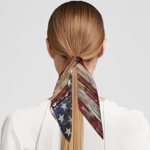Old Wooden American Flag Square Silk Scarf for Women, 23.6" Lightweight Fashion Scarves Wraps, Silk Like Hair Neck Scarf Headband Bandanas for Ladies4