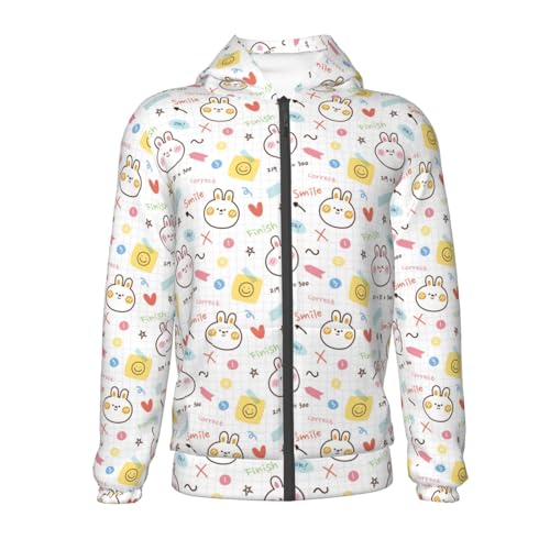 Notebook Paper with Rabbit Kid Hoodies Boys Zip Up Sweatshirts Girls Pullover with Pocket2