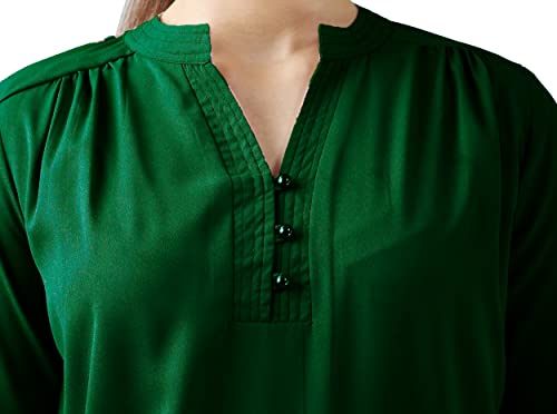 Image of Himanshi Enterprises Women's 3 /4 Sleeves Mandarin Nack Rayon Casual Solid Short Kurti