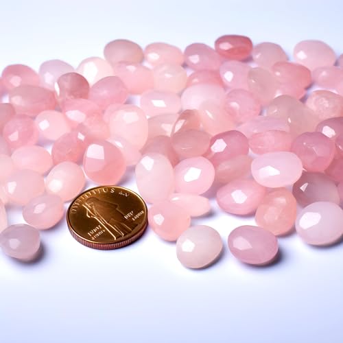 Image of Polished Natural Rose Quartz Crystals - 72 Pcs, 0.5 inch 10 oz Handpicked Natural Tumbled Gemstones Rocks, Pebbles for Reiki, Chakra, Healing Home Decor
