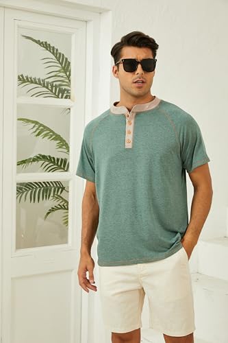 Mens Henley Shirts Short Sleeve Casual Button T-Shirts Basic Cotton Tee Shirts Summer Lightweight Tee Tops3