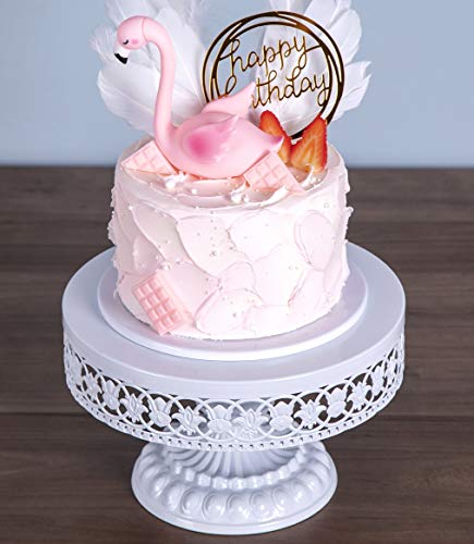 Uranmole Antique Gold Metal Cake Stand, Round Cupcake Stands, Wedding Birthday Party Dessert Cupcake Pedestal/Display/Plate (White-10In) #TOP12