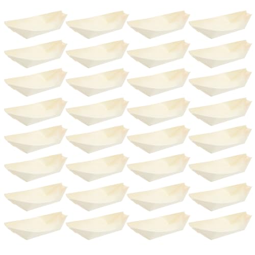 EXCEART de Bandejas de Madera para Servir Uso Versátil Resistentes a Deformación 50 Piezas en Forma de Barco Diseño Creativo y Atractivo para Restaurantes y Picnics