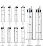 10 Pack 30cc Syringes, 30ml Plastic Syringe Individually Sealed Without Needle for Liquid, Dog Cat Syringe, Glue Applicator, Colostrum Collection (30ML)