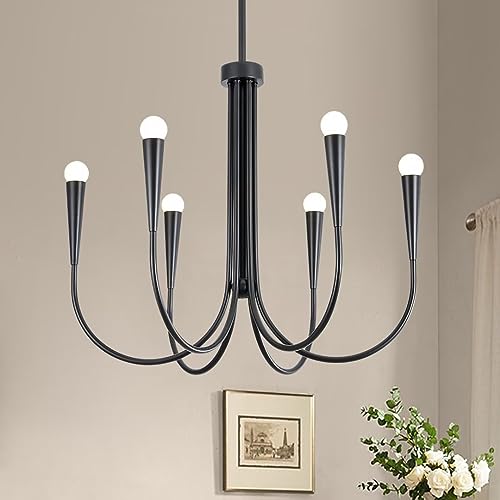 Lustre chandelier doré YangRy à 6 lumières pour salle à manger et salon