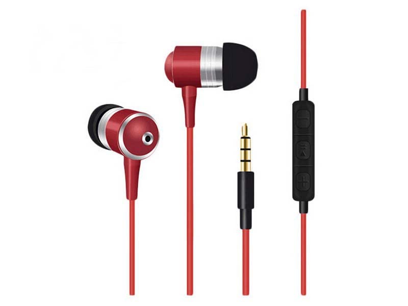 Auriculares Metal para XIAOMI 11T Pro con micrófono y mando a distancia Reglage Sonido Kit Mano Libre Intra-AURICULAR Universal (Rojo)