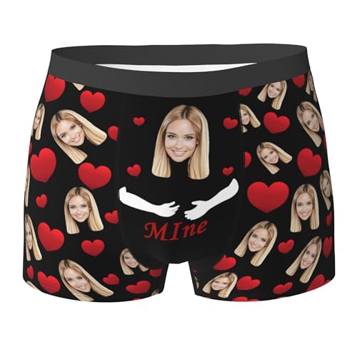 Xenorith Personalised Boxers for Men Underwear Custom funny boxers with face on personalised Briefs add design you text photo novelty boxer shorts Gifts for Boyfriend Husband Him S-XXL