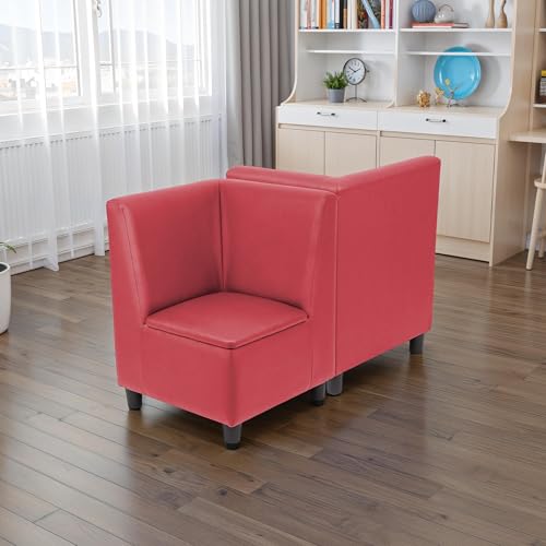 Image of FDP Kid Comfort Collective Modular Corner Armless Armless Chairs, 2-Pack - Red