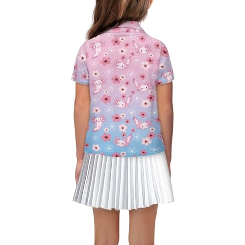 Girls' Button-Down Golf Polo Shirts Size 5-16 Short Sleeve Tops for Tennis2