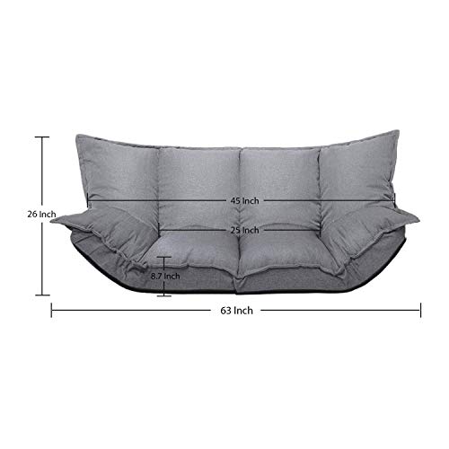 JERRY & MAGGIE - Lazy Sofa Futons Sets Adjustable Sofa TV Floor Couch Folding Sofa Bed Entertainment | Dark Grey