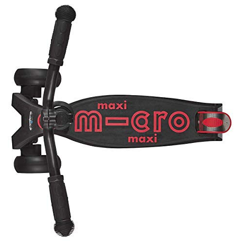 Micro Kickboard - Maxi Deluxe Pro Kick Scooter - Smooth-Gliding, 3-Wheeled, Lean-To-Steer Scooter With Fat, Stable Wheels And Chopper-Style, Adjustable-Height Handlebars Ages 5-12 (Black/Red) #TOP2