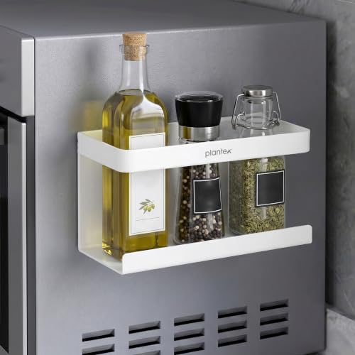 Image of Plantex Refrigerator Side Storage Rack /Carbon Steel Magnetic Shelf for Fridge /Kitchen Rack Organiser /Spice Rack - (White)