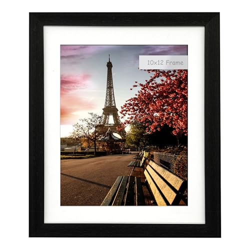 EVQUIT 10x12 Photo Frame Gallery Picture frame with 8x10 mat,Freestanding and Wall Mountable,Black