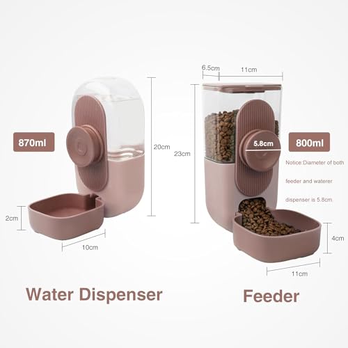 HENYEER Automatischer Futter und Wasserspender für Haustiere,Hängend Futterspender, Automatischer Futterspender für Kleine Haustiere - Kaninchen, Frettchen, Katzen, Hunde, Vögel(rosa)