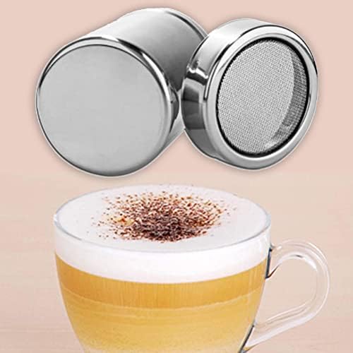 Wady Chocolate Shaker Duster Coffee Flour Sifter Stainless Steel Salt Dispensers with 16pcs Cappuccino Coffee Stencils