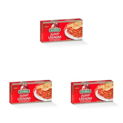 Image of San Remo Instant Lasagna Pasta 250g| Quick Cooking | Vegetarian | No Preservatives | Classic Pasta Sheets (Pack of 3)
