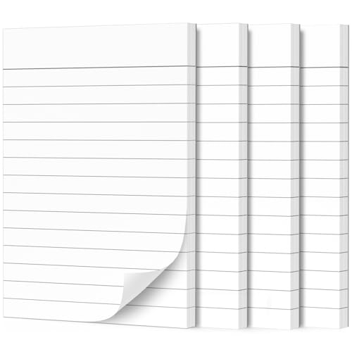 Fantastino A6 Notizblock Liniert - 4er Pack, 200 Blatt (50 pro Block) 90 g/m² Premium-Papier. Kleine Notizzettel mit Linien. Schreibblock abreißbar für Büro, Haushalt, Schule, Uni