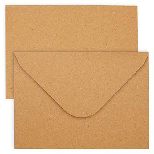 Juvale A6 V-Flap Brown Envelopes - Durable 120 GSM A6 Craft Envelopes - Secure V-Flap Closure for Wedding Invitation - Suitable for Shower Invitation - 4.25 x 6.25 in, Pack of 50