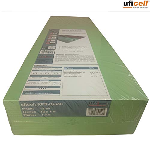 Laminat Trittschalldämmung uficell® XPS-Quick 3 mm stark | Akustik Tritt- und Gehschalldämmung für Laminat und Parkettböden (1 Paket | 15,75 m²)
