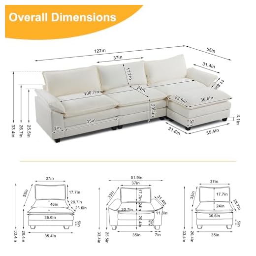 Modular Chenille Sectional Sofa with Ottoman