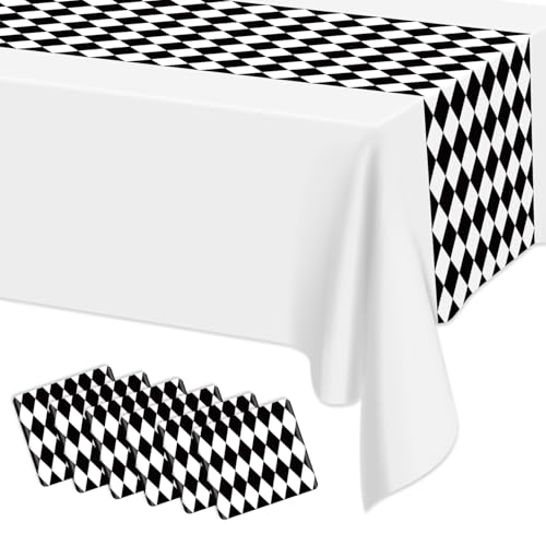 Lot de 6 chemins de table à carreaux noirs et blancs, 35,6 x 274,3 cm, pour décoration...