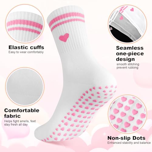 Image of Jspupifip Cute Pilates Socks for Women | Non Slip Yoga Socks with Grips for Barre Workout Athletic Hospital
