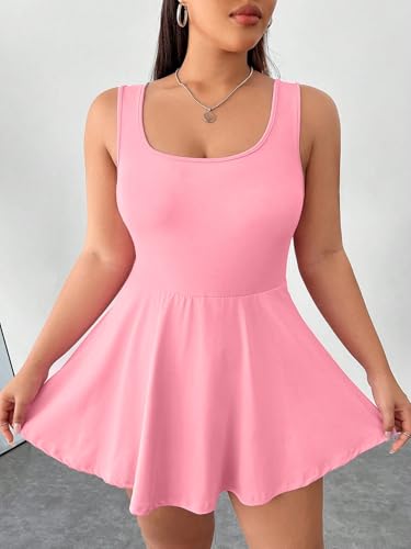 Image of Women's Play Dress, Short Sleeve Mini Skirt with Pockets, Black, Size XL