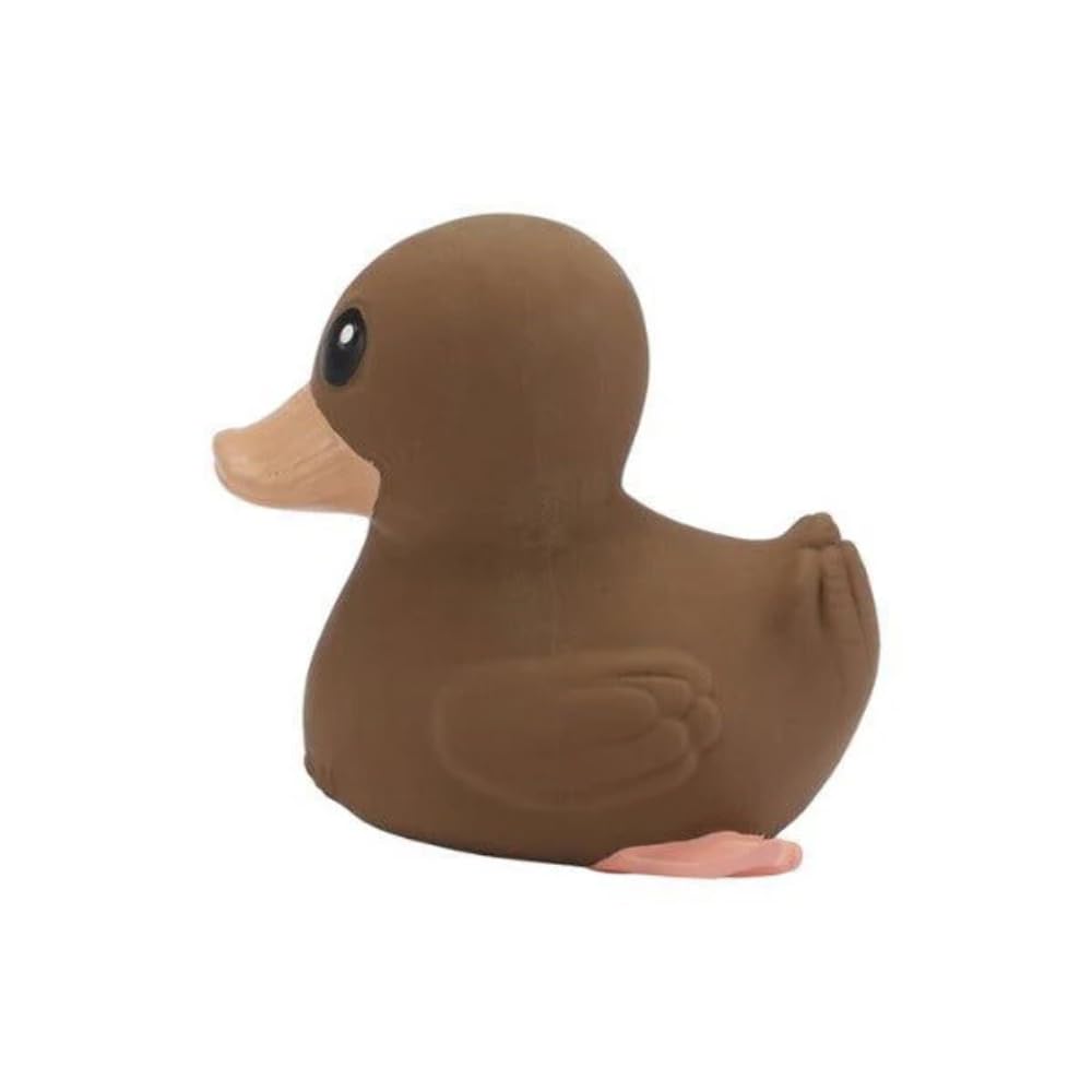 HEVEA Kawan Mini Rubber Duck – 100% Natural Rubber Baby Bath Toy – Eco Friendly, Perfect for Playing, Teething, and Bathing – Mold Free Bath Toys – Choco Latte
