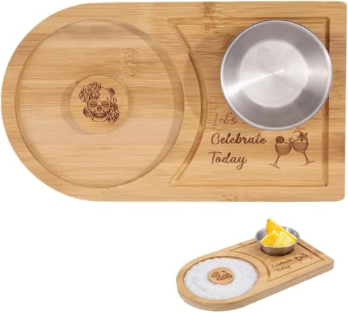 GLOBLELAND Margarita Salt Rimmer Set Bamboo Wood Glass Rimmer with Bowl Sugar Salt Rimmer for Wide Glasses Bartender Tool for Cocktail and Margarita