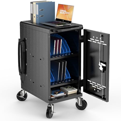 Image of Meteteel 16 Device Charging Cart for Chromebook Laptop Tablet Black