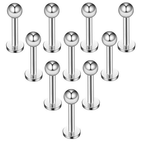 Briana Williams 10Pcs 1.2Mm 316L Acero Inoxidable Labret Monroe Labio Piercing Tragus Helix Cartílago Pendiente Barbell Stud, 6-8 Mm Longitud De La Barra
