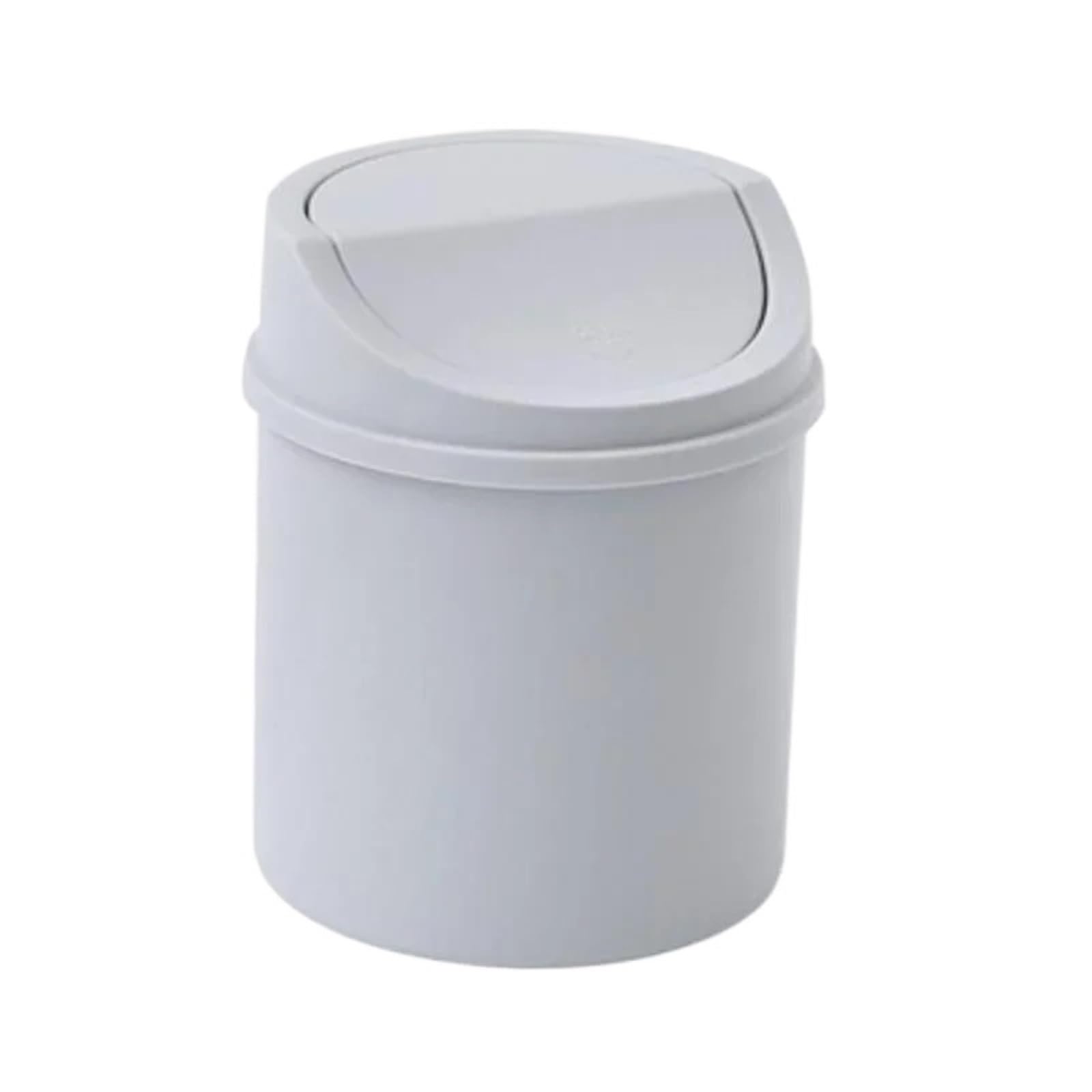 Mini Press Lid Wastebasket, Mini Desk Trash Can With Cover, Multicolor, 13x17cm(Light Grey)