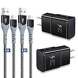 Eversame Adaptive Fast Wall Charger Adapter kit with USB Type-C Cable(6.6Ft+10Ft) Compatible with Samsung Galaxy S20/S10/S9/S8/Edge/Plus/Active, Note 10/9/8,c9pro, LG G6/G5/V30/V20, Nexus 5X/6P-Black