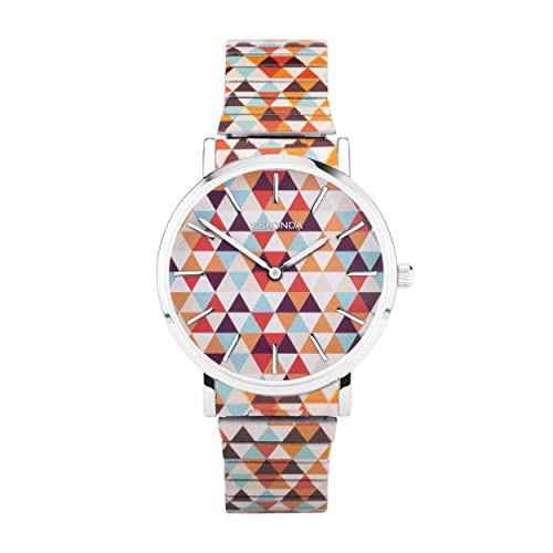 Sekonda Maxima Ladies 38mm Quartz Watch in Multicoloured with Analogue Display, and Geometric Patterned Stainless Steel Strap 40577