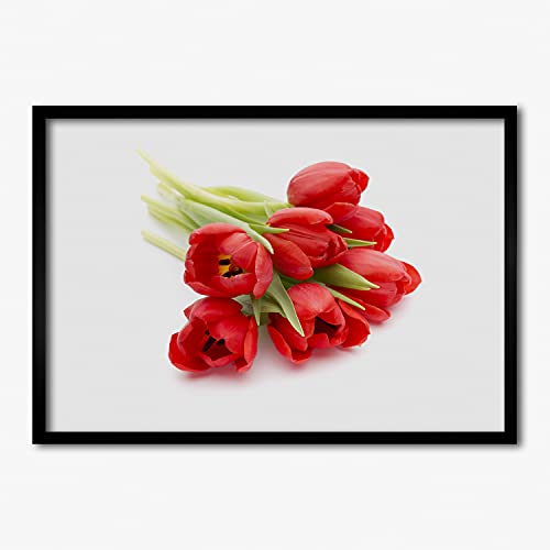 Cadre photo Tulup 70x50 cm pour habiller un mur vide avec un tableau de tulipes rouges moderne
