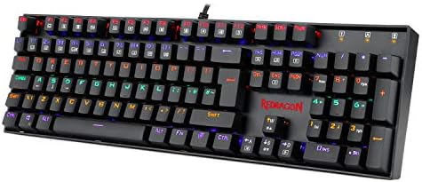 Redragon K551 Mechanical Gaming Keyboard Wired for Windows Gaming PC UK Layout (Rainbow RGB Backlit Black)