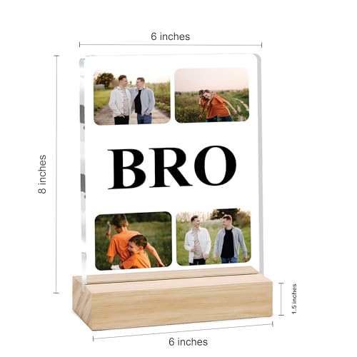 Image of Giftplease Customized Photo And Text Frame With Wooden Stand | Personalised Printed Photo Frame | Gift For Brother | Birthday | (Transparent, 5MM, 6 * 8 Inches), Tabletop BG 03