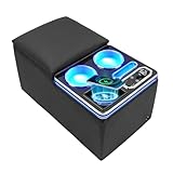 センターコンソール、ワイヤレス充電センターコンソールオーガナイザー、デュアルカップホルダー&7色LEDムード照明 – バックベンチシート収納ボックス 車、ミニバン、トラック用