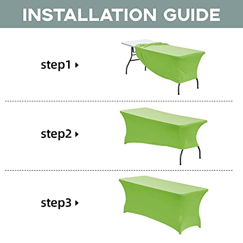 Image of CWK 6FT Waterproof Stretch Spandex Table Cover for Rectangular Tables - Elastic Fitted Tablecloth for Folding Tables,Wrinkle Resistant Table Cloth for Parties, Weddings, Banquets & Events(Light Green)