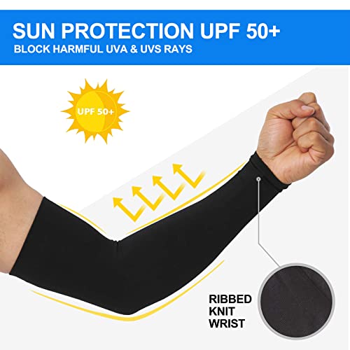 Dzhjkio 4 Pair Uv Protection Arm Sleeves For Men & Women(Black) #TOP2